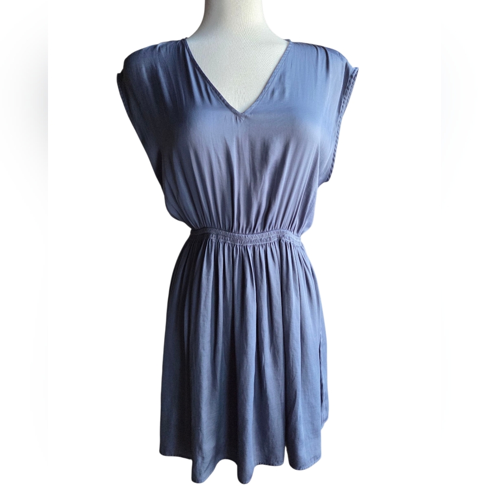 LOFT Steel Blue Midi SunDress Women's Shell 100% Polyester Sz: MP